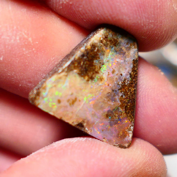 Australian Queensland Boulder opal Polished Gemstone Picture stone 15.75cts Orange/Yellow fires 20x19x5mm BO010