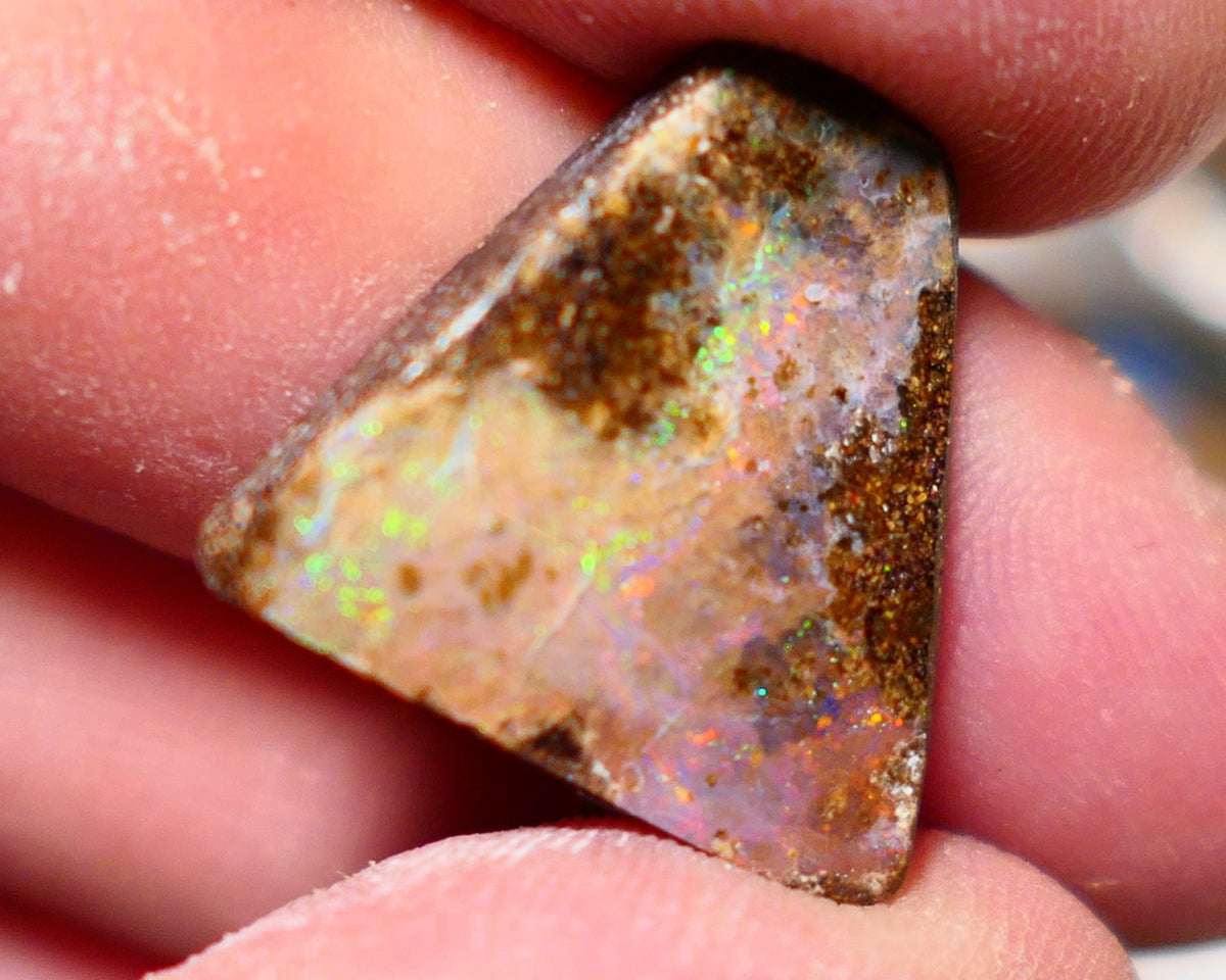 Australian Queensland Boulder opal Polished Gemstone Picture stone 15.75cts Orange/Yellow fires 20x19x5mm BO010