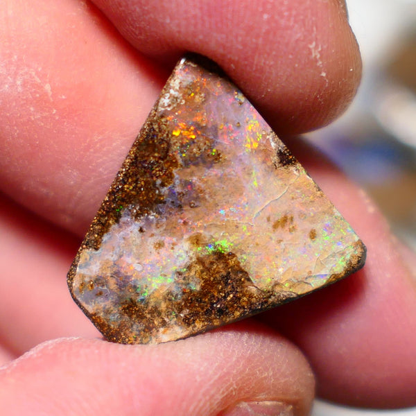 Australian Queensland Boulder opal Polished Gemstone Picture stone 15.75cts Orange/Yellow fires 20x19x5mm BO010