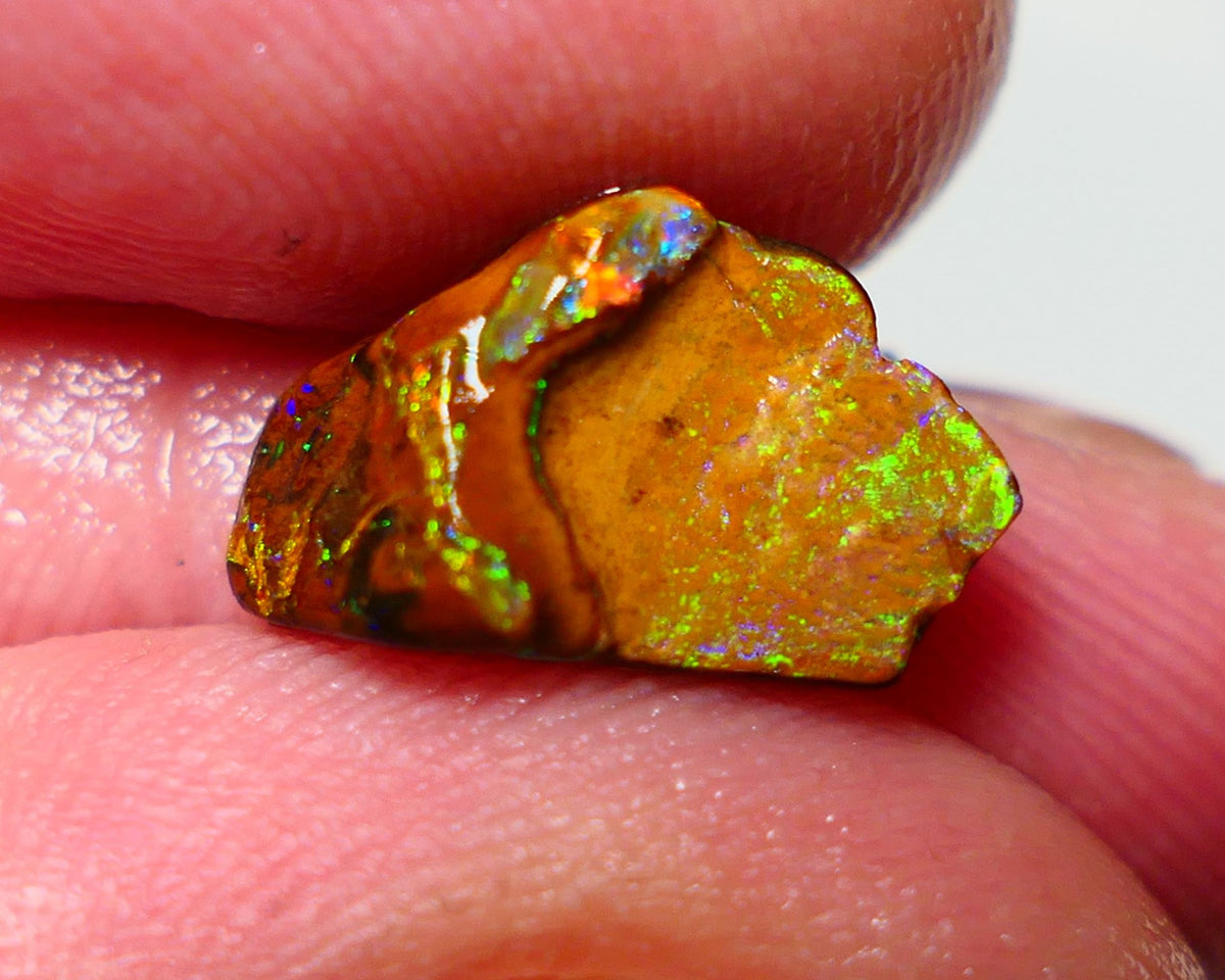 Queensland Boulder Matrix opal 3.60cts rough/rub Winton Bling Gem Bright exotic Oranges/Yellows/Lilacs 15x8x5mm BO-025