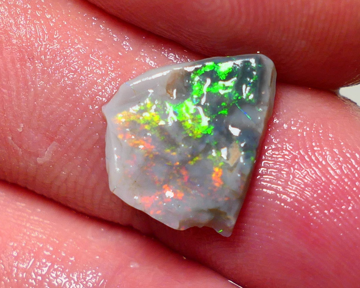 Mulga Rough Opal 1.9cts Stunning Dark Base Seam Vivid Vibrant Very Bright Yellow / Orange Dominant Multi colour fires to Cut / carve & polish 14x12x2.4mm 1133