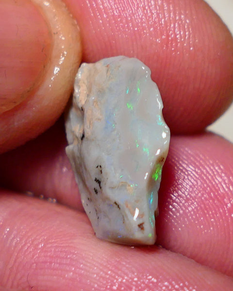 Lightning Ridge Rough Opal 7.75cts Stunning Dark Base Seam Flat bar Green dominant Multi colour fires to Cut / carve & polish 20x10x6mm 1146