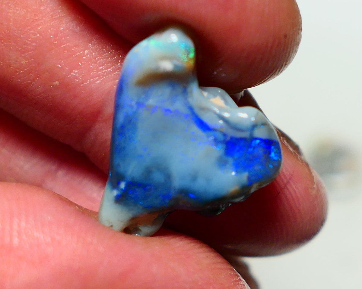 Lightning Ridge Dark Knobby Rough Opal 9.50cts Stunning Bright blue fires 21x16x6mm 1319