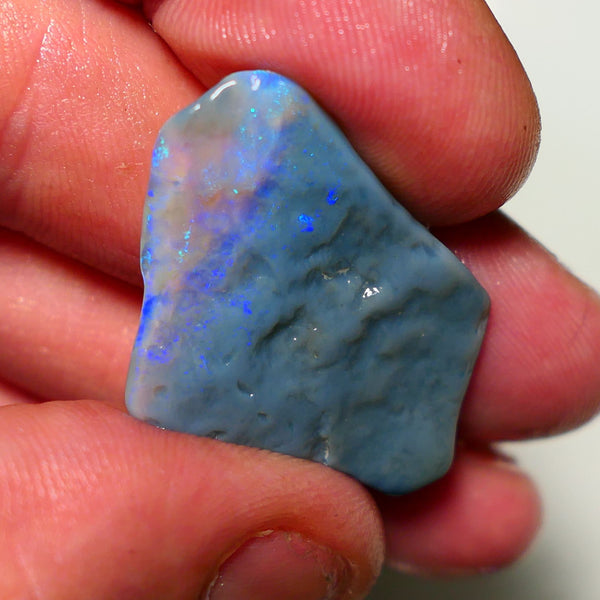 Lightning Ridge Rough Opal 13cts Nice sized Dark Crystal Seam Gorgeous Bright fires in bar to carve 33x26x3mm 1316