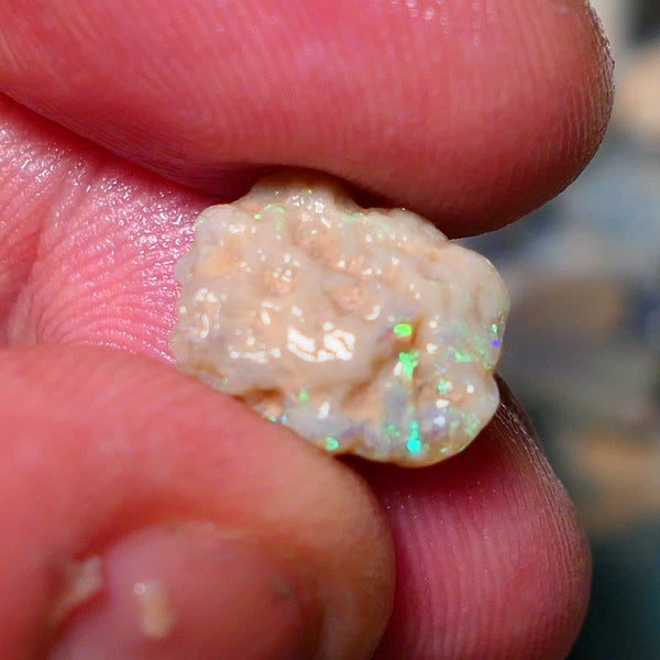 Lightning Ridge Rough Opal 4cts Small knobby formation showing some bright multicolour 14x10x5mm 1411