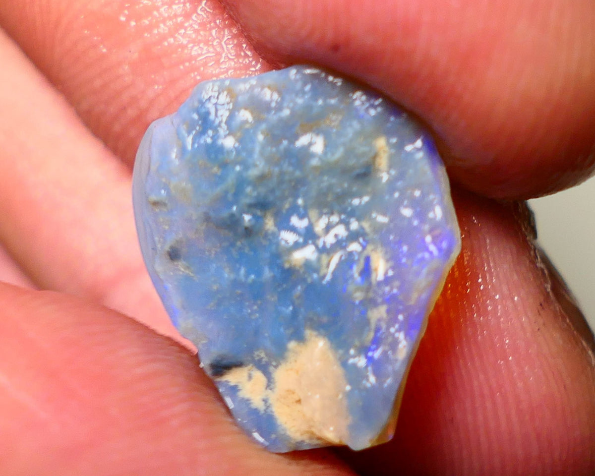 Lightning Ridge Rough Opal 5cts Dark Base Gamble Seam some bits fires in the bar 18x15x3mm Auction NS011