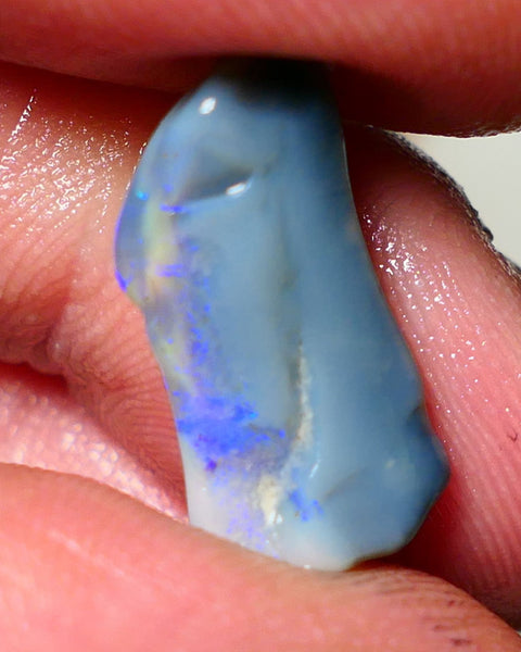 Lightning Ridge Rough Opal 7cts Dark Base Seam showing Nice bright blues colours 19x9x7mm NS050