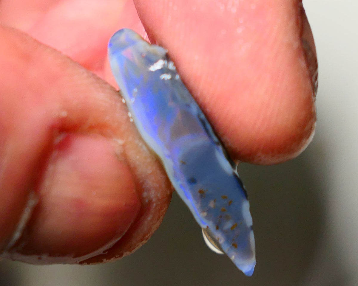 Lightning Ridge Rough Opal 13cts Bit of blue on Dark Gamble Seam 26x12x6mm NS044