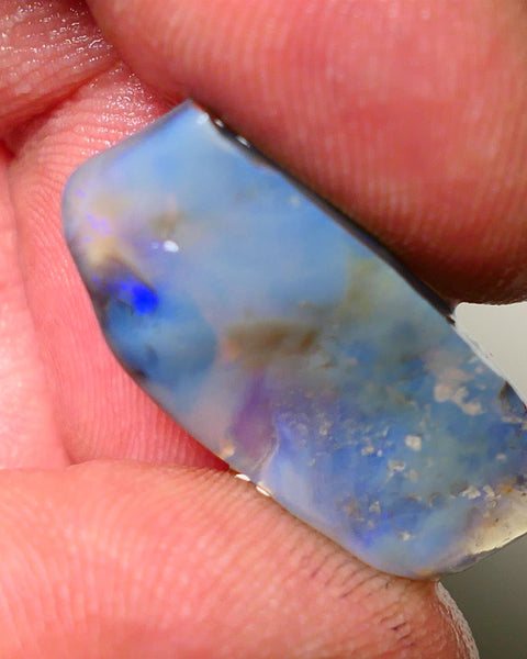 Lightning Ridge Rough Opal 13cts Bit of blue on Dark Gamble Seam 26x12x6mm NS044