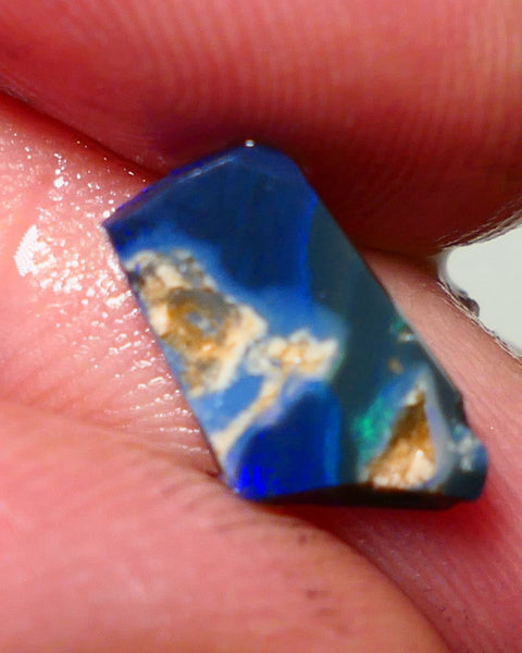 Mulga® Green/Blue dominant fires on Black Opal Rough Rub Miners Bench® 1.95cts Gorgeous face 12x7x2mm NS167