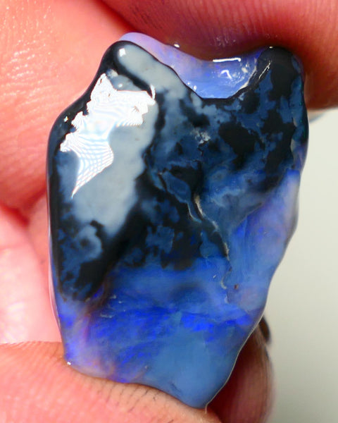 Lightning Ridge Rough Opal 25cts Big sized Blue on Black/ Dark Gamble Seam Nice Blues 27x20x8mm NS039