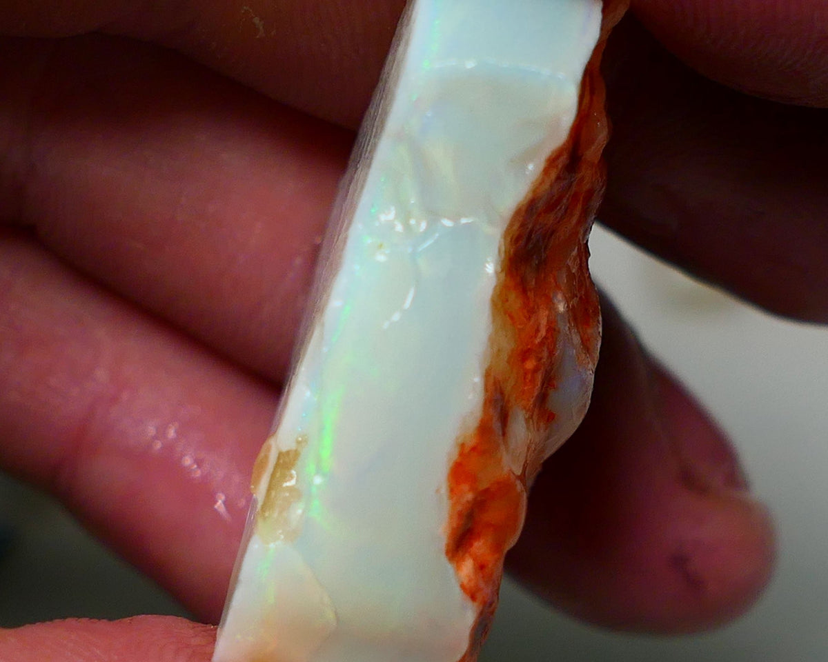 Coober Pedy Rough Opal 60cts White/Light Big chunk of Seam showing some multi colours 37x24x13mm NS037