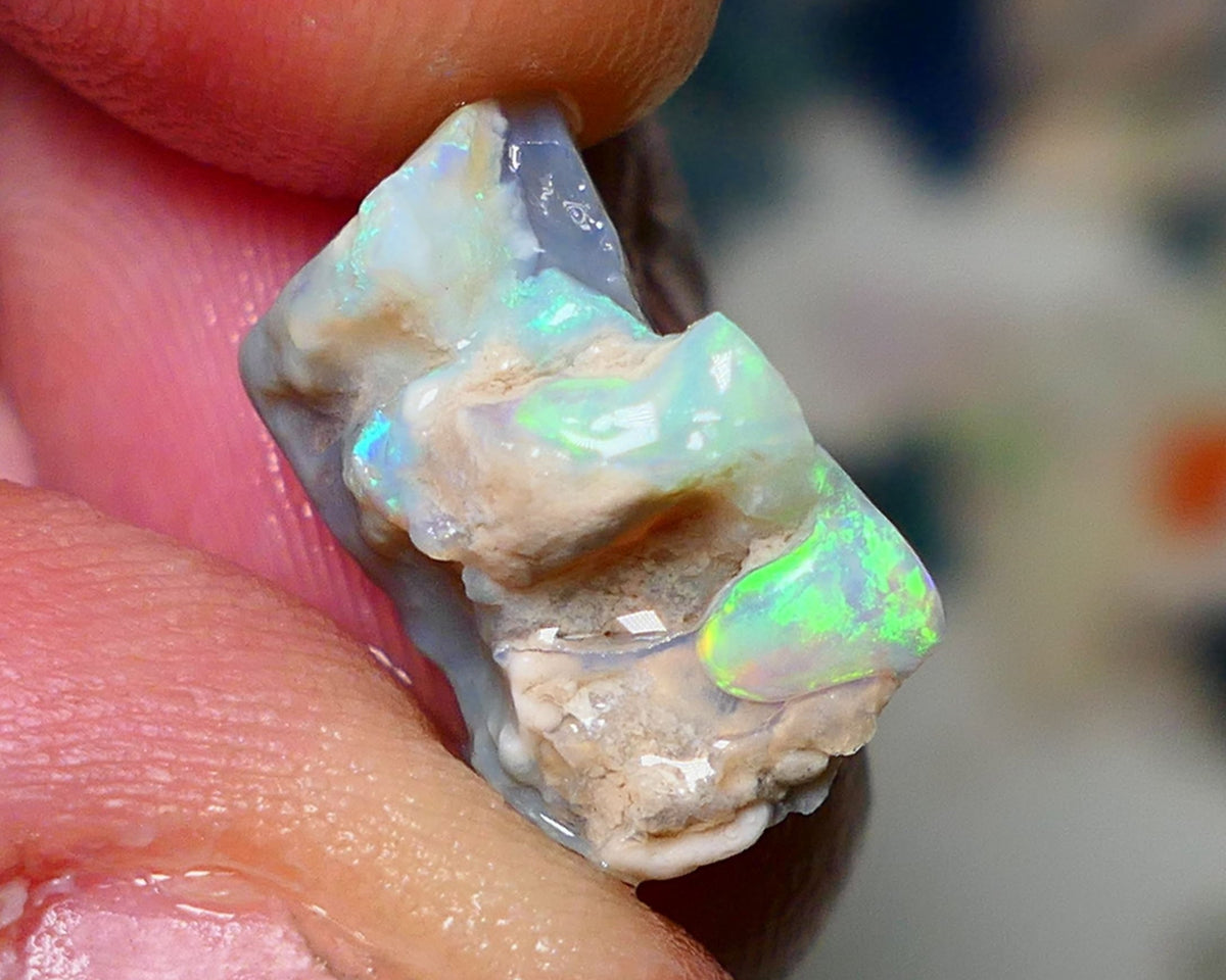 Lightning Ridge Rough Opal 6.25cts Knobby rough with Gorgeous Multicolours to explore 16x11x8mm Auction NS066