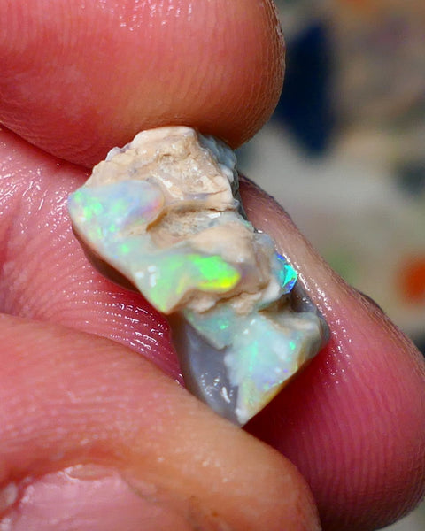 Lightning Ridge Rough Opal 6.25cts Knobby rough with Gorgeous Multicolours to explore 16x11x8mm NS066