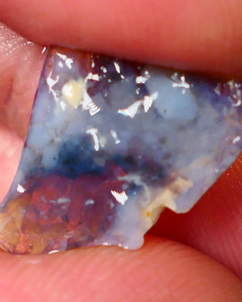 Mulga Rough Opal Gamble 3.50cts Dark Crystal Base Seam Blue fires to Cut / carve & polish 19x12x2mm Auction NS126