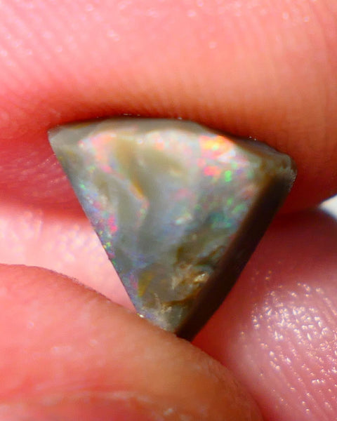 Lightning Ridge Rough / Rub Seam opal Miners Bench® 1.85cts Pink/Orange Dominant fires 10x9x4mm NS125