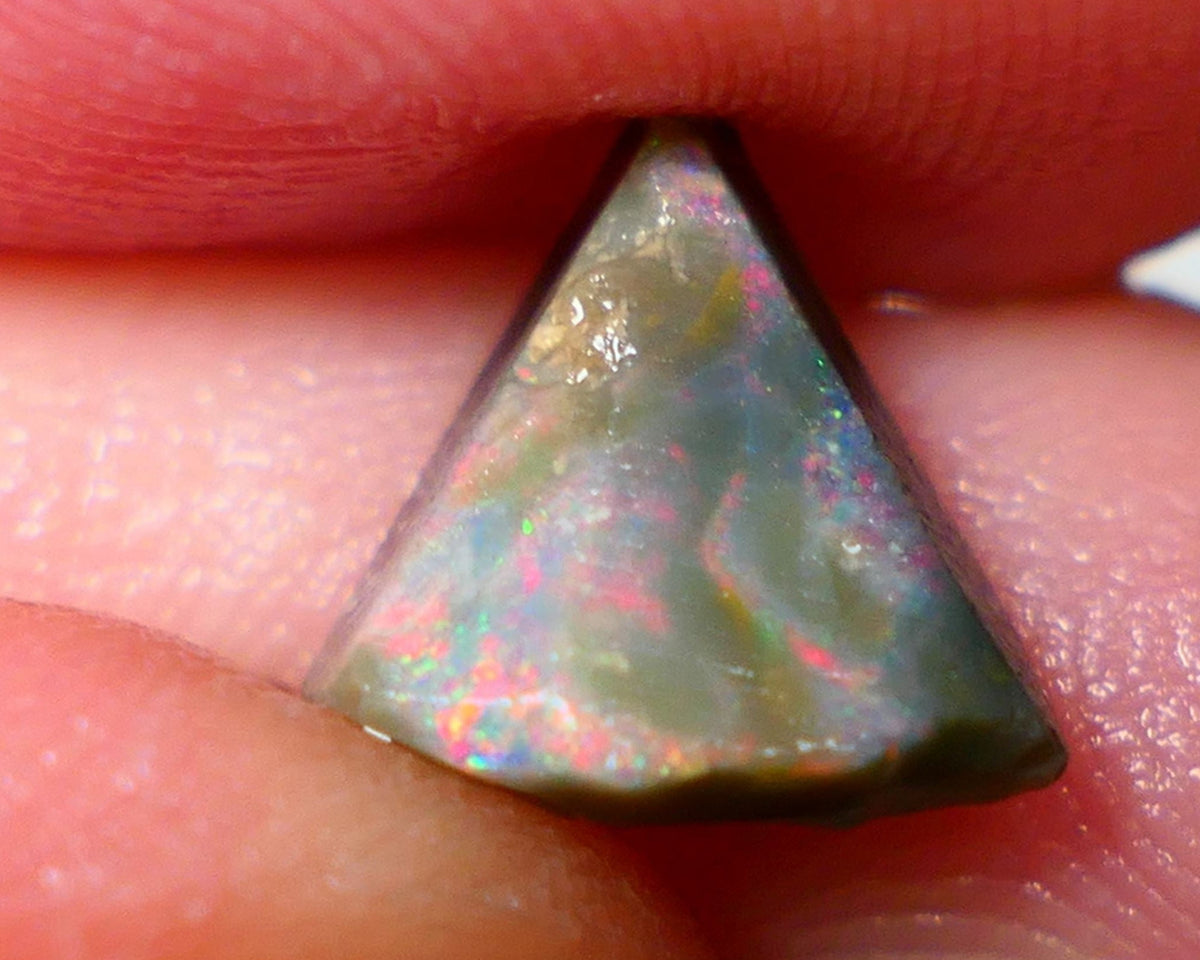 Lightning Ridge Rough / Rub Seam opal Miners Bench® 1.85cts Pink/Orange Dominant fires 10x9x4mm NS125