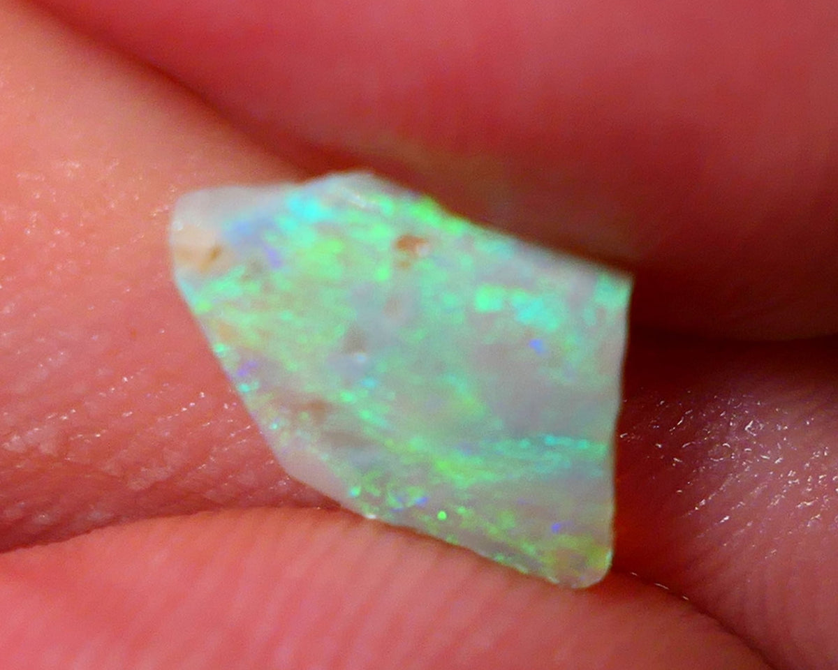 Lightning Ridge Opal Dark Crystal Base Seam Rough Rub 1.60cts Nice Green Blue dominant fires 11x9x2mm NS124