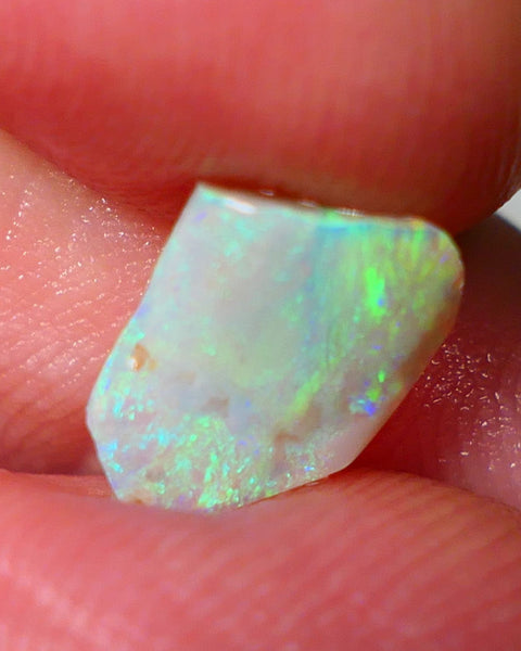 Lightning Ridge Opal Dark Crystal Base Seam Rough Rub 1.60cts Nice Green Blue dominant fires 11x9x2mm NS124