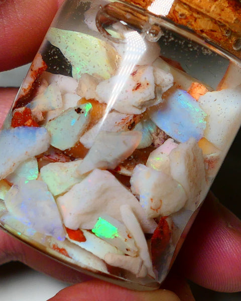 Coober Pedy Opal Rough Parcel Light & Crystal 120cts Gamble but has lots Multicolours / colours to go at 15mm to chip size CPJAR02