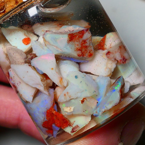 Coober Pedy Opal Rough Parcel Light & Crystal 120cts Gamble but has lots Multicolours / colours to go at 15mm to chip size CPJAR05