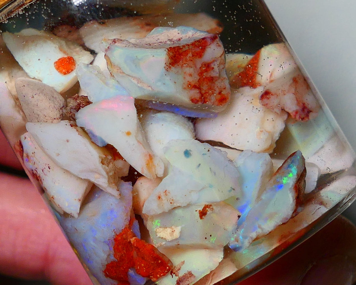 Coober Pedy Opal Rough Parcel Light & Crystal 120cts Gamble but has lots Multicolours / colours to go at 15mm to chip size CPJAR05