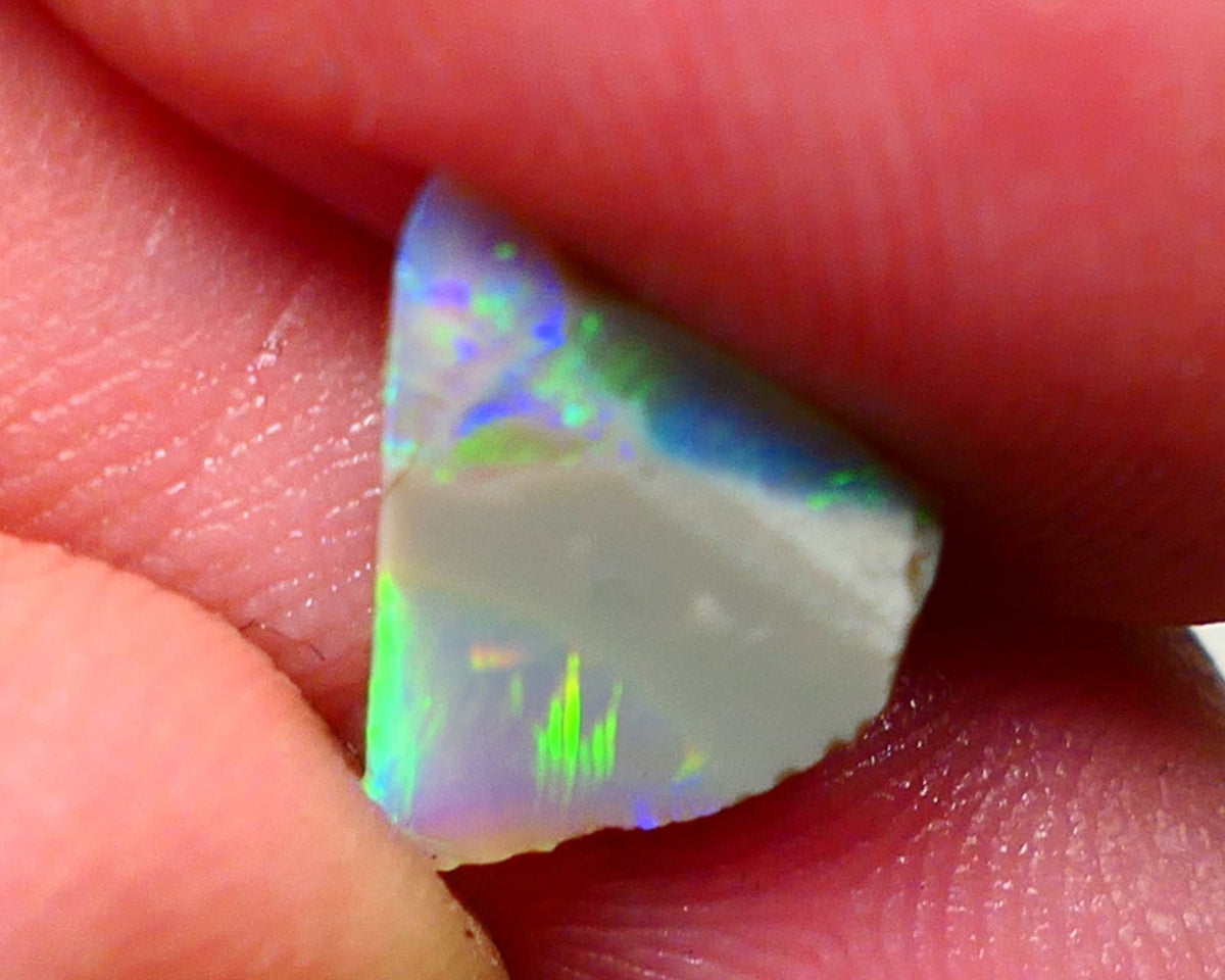 Lightning Ridge Rough / Rub Seam opal Miners Bench® 1.40cts Exotic Bright Yellow/Blue/Teal Fires 11x10x2mm NS093