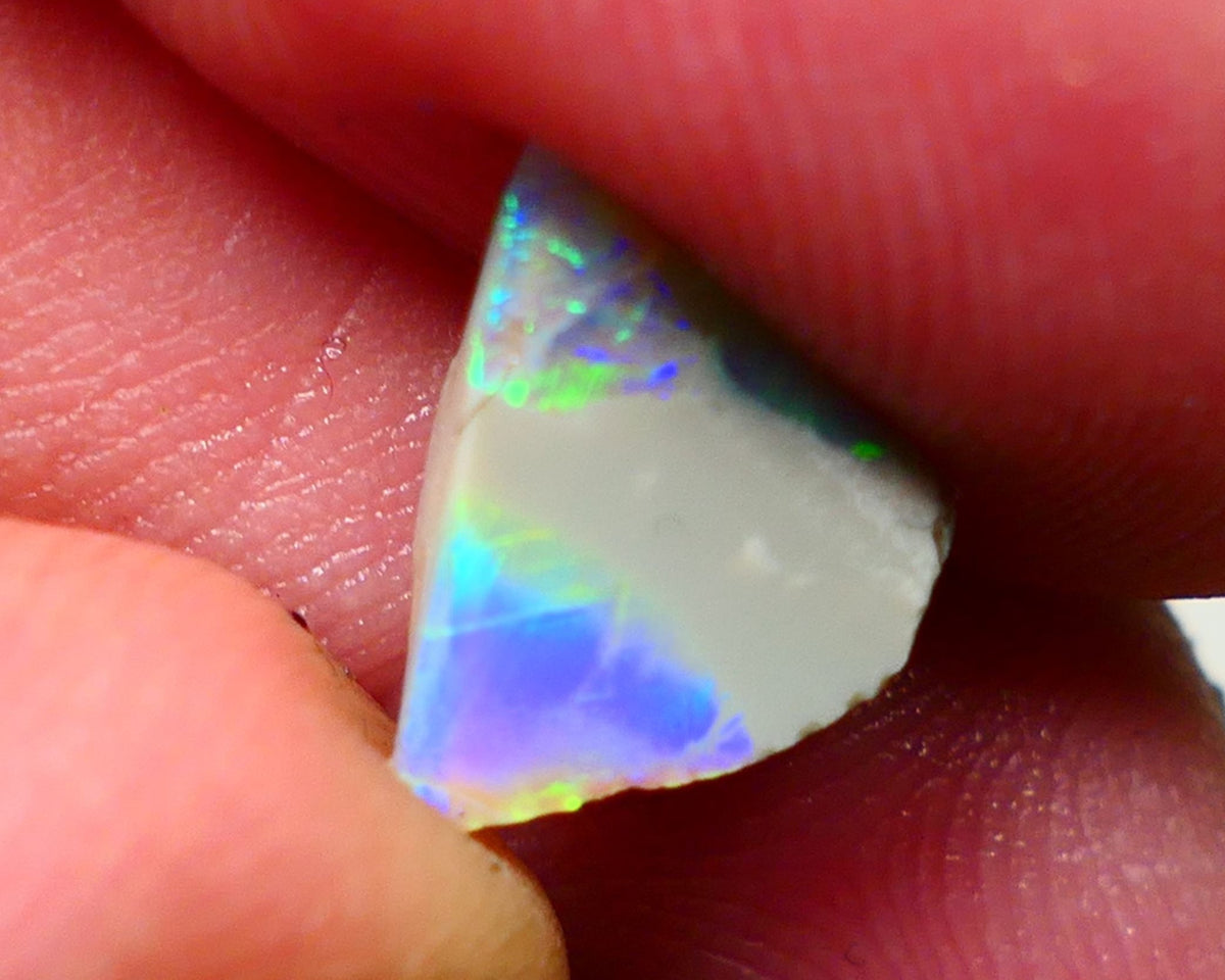 Lightning Ridge Rough / Rub Seam opal Miners Bench® 1.40cts Exotic Bright Yellow/Blue/Teal Fires 11x10x2mm NS093