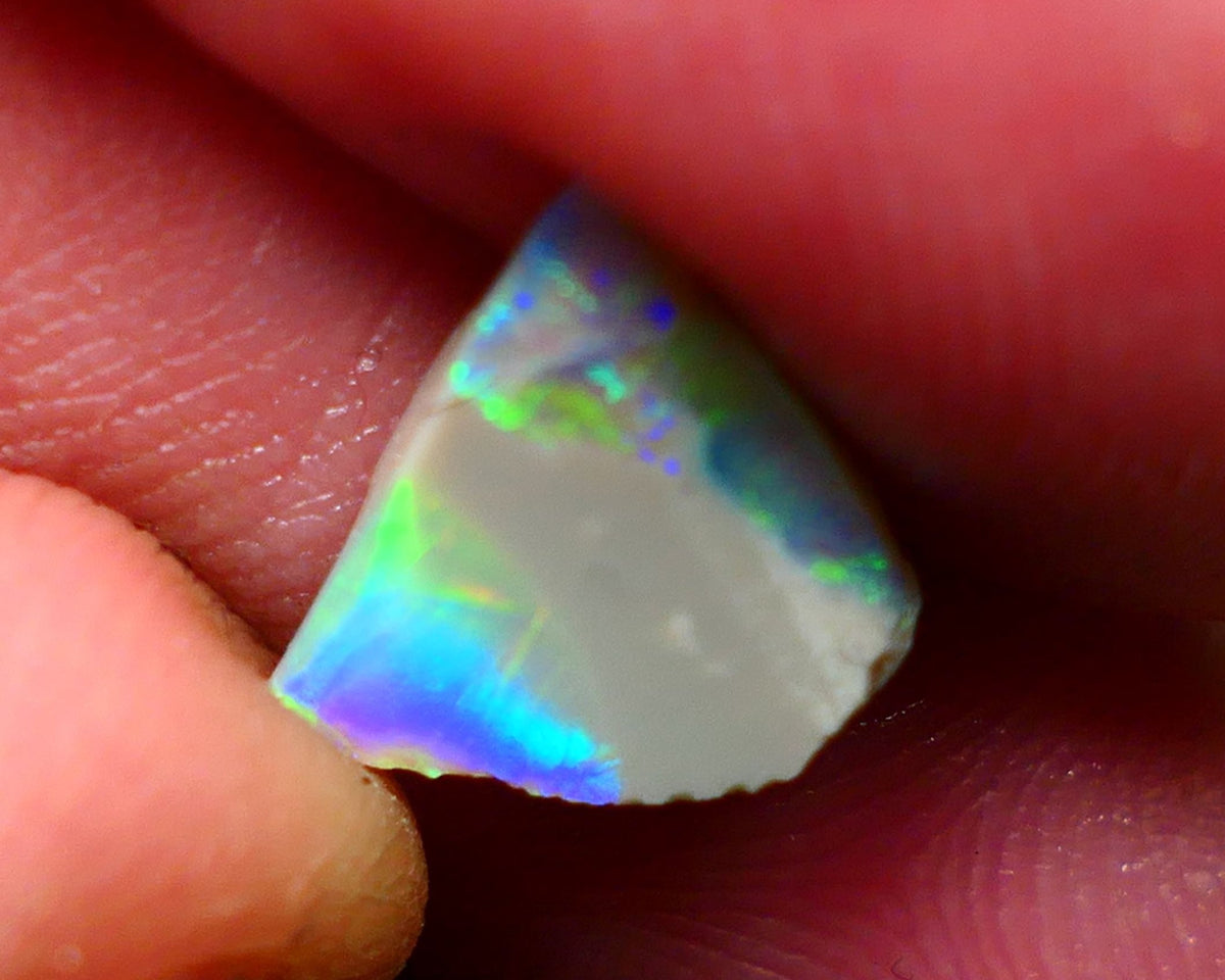 Lightning Ridge Rough / Rub Seam opal Miners Bench® 1.40cts Exotic Bright Yellow/Blue/Teal Fires 11x10x2mm NS093