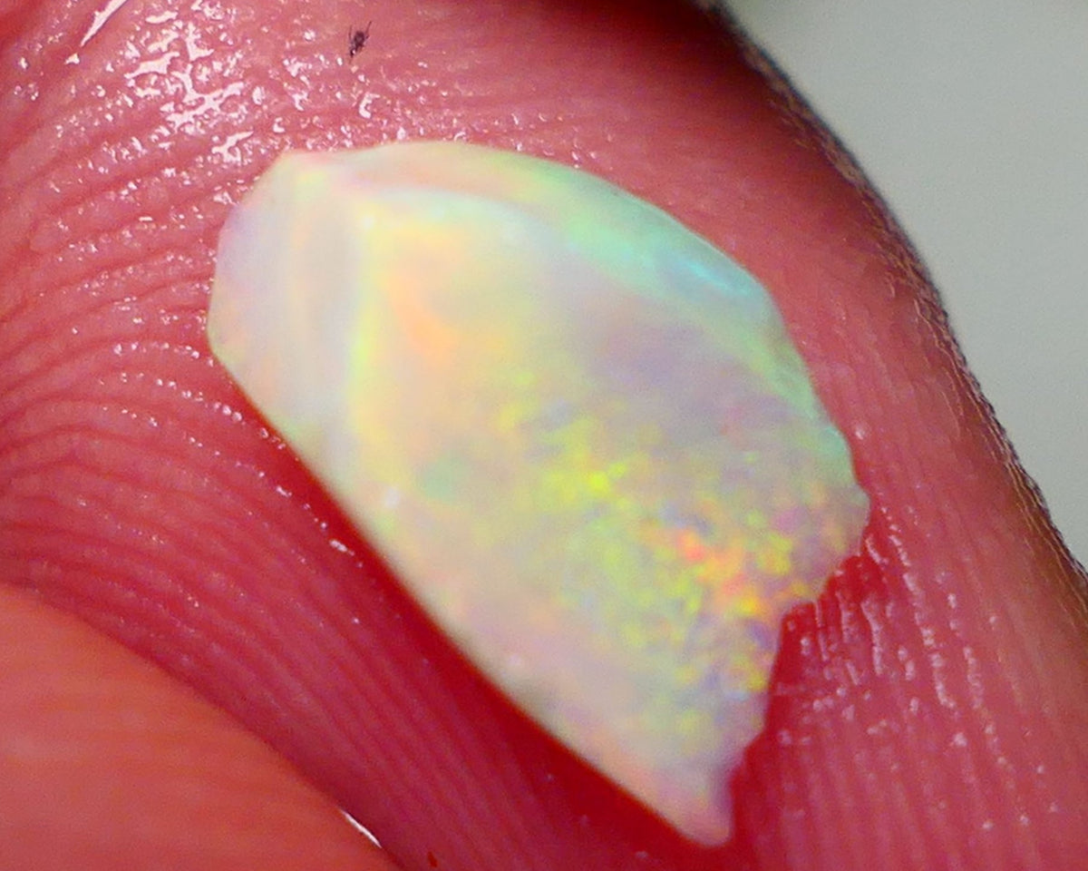 Coober Pedy Opal Rough n Rub Light base  small 1.20cts Orange dominant Bright Multicolours Broad-flash Face 11x6x3mm NS115