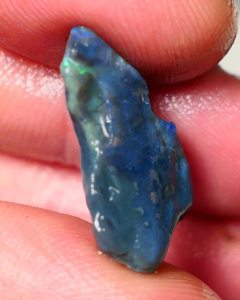 Mulga Rough Opal Gamble 11cts Dark Base Seam Green Dominant fires to Cut / carve & polish 22X16X6mm Auction NS108