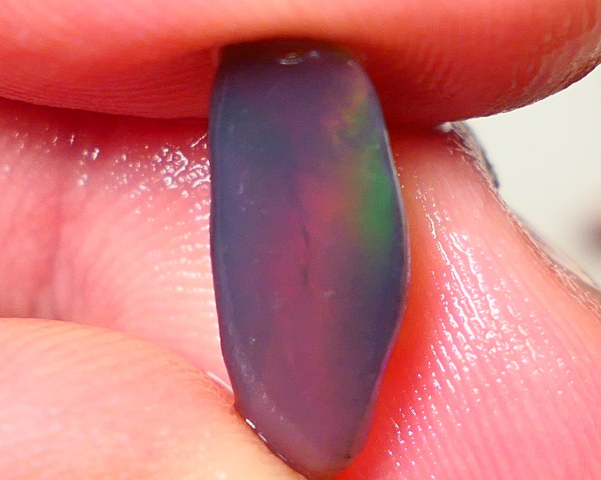 "Jelly Bean" Black Crystal Opal Miners Bench® Knobby Rough Rub 4.00cts Directional but sexy Green/Teal/Blue/Red Broad zones of colour 17x7x6mm NSW020