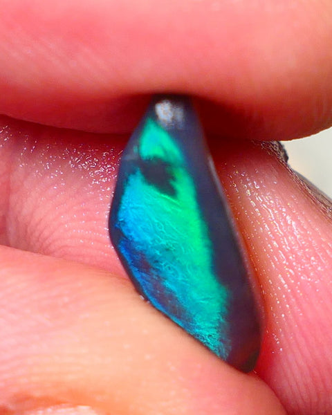 "Jelly Bean" Black Crystal Opal Miners Bench® Knobby Rough Rub 4.00cts Directional but sexy Green/Teal/Blue/Red Broad zones of colour 17x7x6mm NSW020