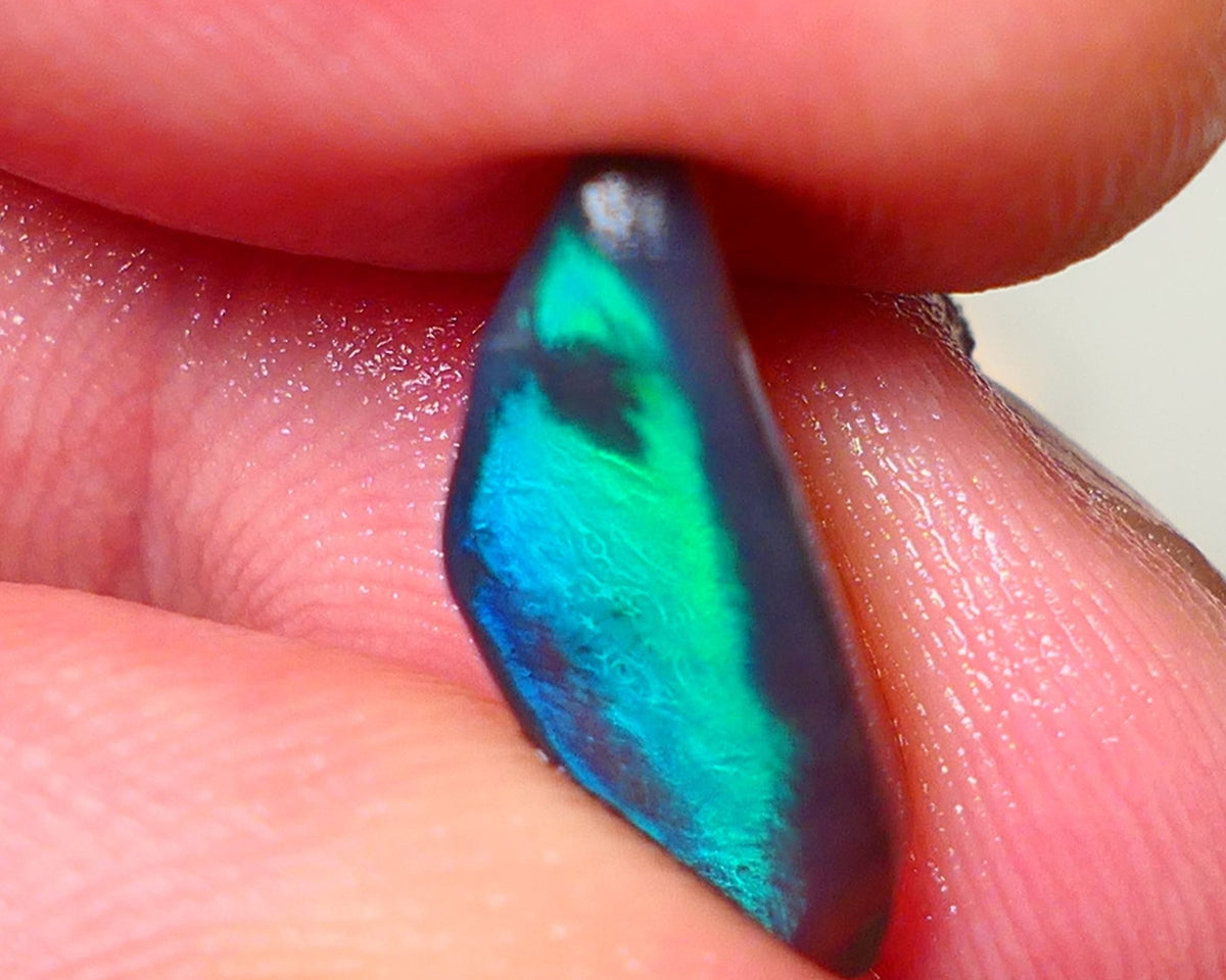 "Jelly Bean" Black Crystal Opal Miners Bench® Knobby Rough Rub 4.00cts Directional but sexy Green/Teal/Blue/Red Broad zones of colour 17x7x6mm NSW020