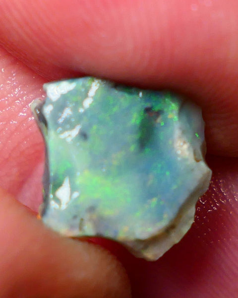 Mulga Rough Rub Opal 1.85cts Dark Base Seam Nice Yellow/Green Dominant fires to Cut / carve & polish 11x10x2.4mm NS137