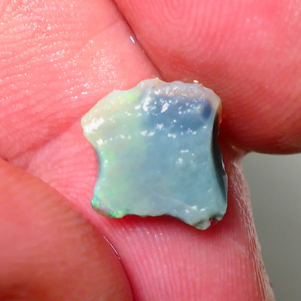 Mulga Rough Rub Opal 1.85cts Dark Base Seam Nice Yellow/Green Dominant fires to Cut / carve & polish 11x10x2.4mm NS137