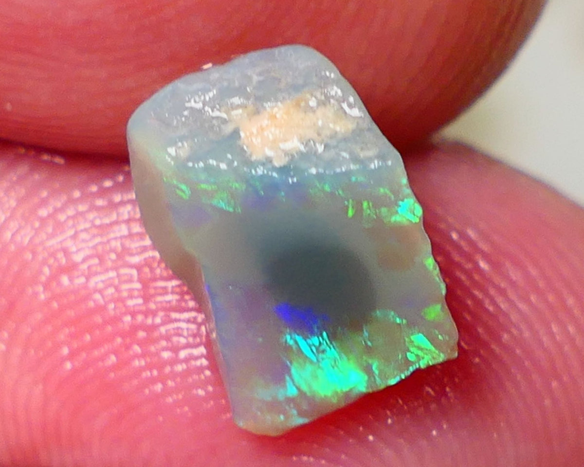 Lightning Ridge Rough / Rub Seam opal Miners Bench® 2.25cts Exotic Bright Yellow/Green/Blue Fires 11x9x4mm NS133