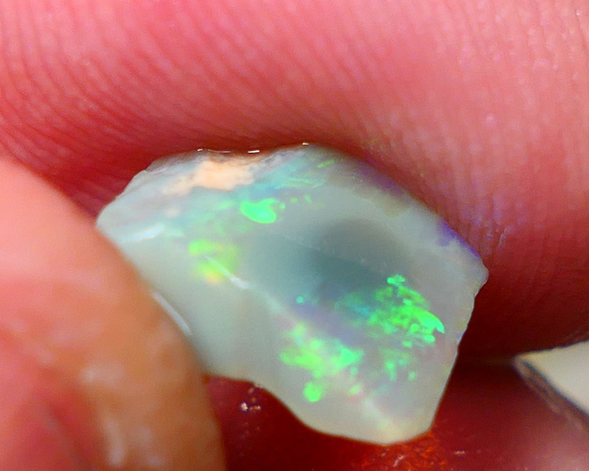 Lightning Ridge Rough / Rub Seam opal Miners Bench® 2.25cts Exotic Bright Yellow/Green/Blue Fires 11x9x4mm NS133