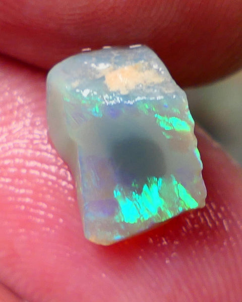 Lightning Ridge Rough / Rub Seam opal Miners Bench® 2.25cts Exotic Bright Yellow/Green/Blue Fires 11x9x4mm NS133