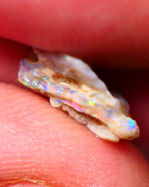 Lightning Ridge Rough Opal 2.25cts Dark Crystal Knobby formation showing Orange/Red/Yellow 11x10x4mm NS162