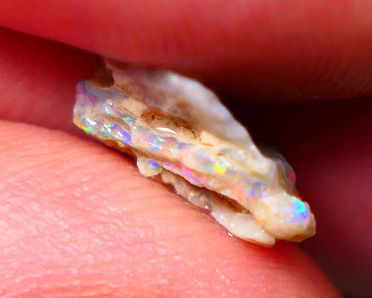 Lightning Ridge Rough Opal 2.25cts Dark Crystal Knobby formation showing Orange/Red/Yellow 11x10x4mm NS162