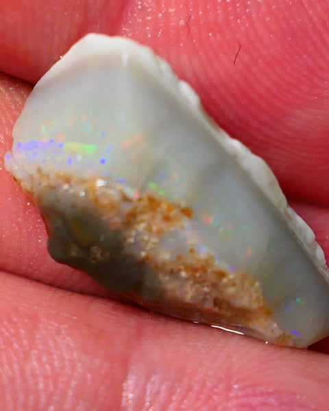 Coober Pedy Rough Opal 11.50cts Dark Crystal Seam showing Lots of Orange Dominant M.colours 23x10x8mm NS173