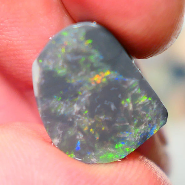 Lightning Ridge Opal Big Picture stone Rough/Rub Dark Base From the Miners Bench® 6.30cts Lovely Yellow/Orange/Blue/Green fires 17x13x4mm NSW029