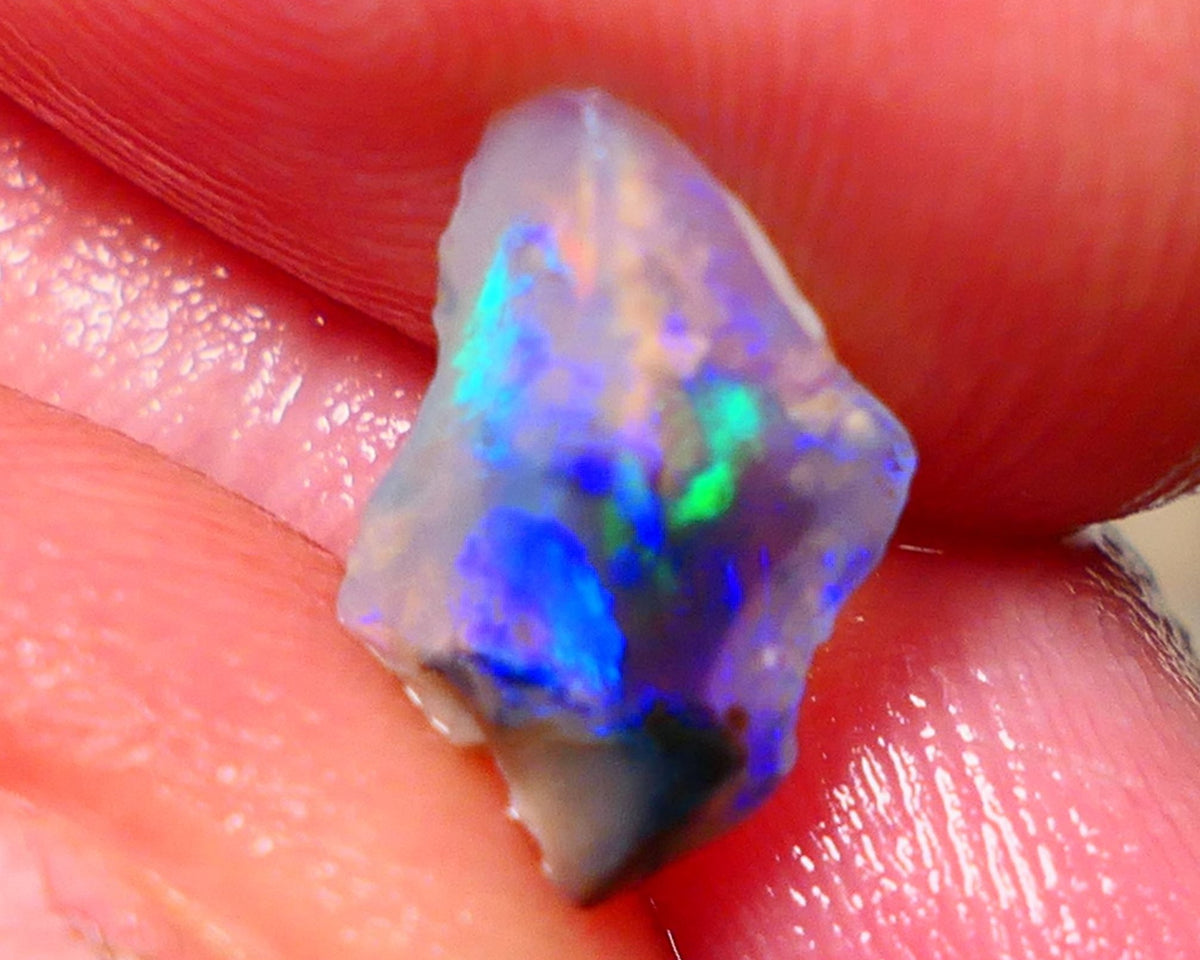 Lightning Ridge Rough / Rub Black/Dark Crystal base Seam opal Miners Bench® 1.40cts gorgeous bright blue/green fires 12x8x4mm NS156