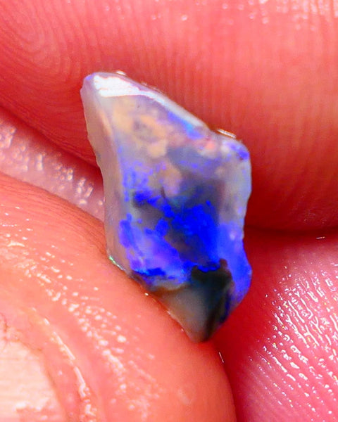 Lightning Ridge Rough / Rub Black/Dark Crystal base Seam opal Miners Bench® 1.40cts gorgeous bright blue/green fires 12x8x4mm NS156