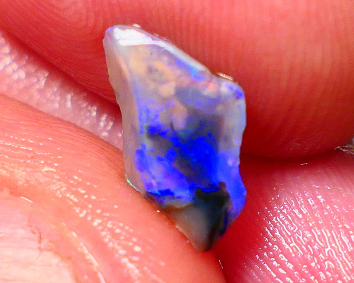 Lightning Ridge Rough / Rub Black/Dark Crystal base Seam opal Miners Bench® 1.40cts gorgeous bright blue/green fires 12x8x4mm NS156