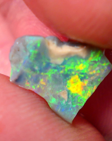 Lightning Ridge Opal Rough/Rub Dark Base From the Miners Bench® 1.55cts Bright & gorgeous Yellow/Orange/Green dominant m.fires 11x11x2mm NS154