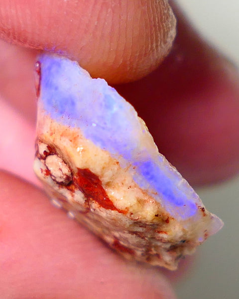 Coober Pedy Rough Opal 18cts Crystal/Light Seam showing nice Blue Colours in flat bars 25x18x8mm NS198