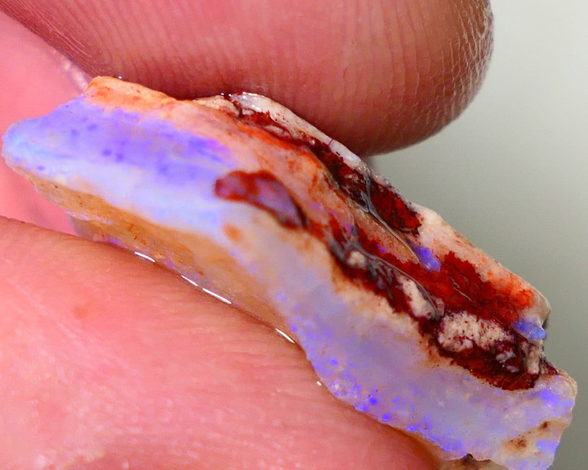 Coober Pedy Rough Opal 18cts Crystal/Light Seam showing nice Blue Colours in flat bars 25x18x8mm NS198