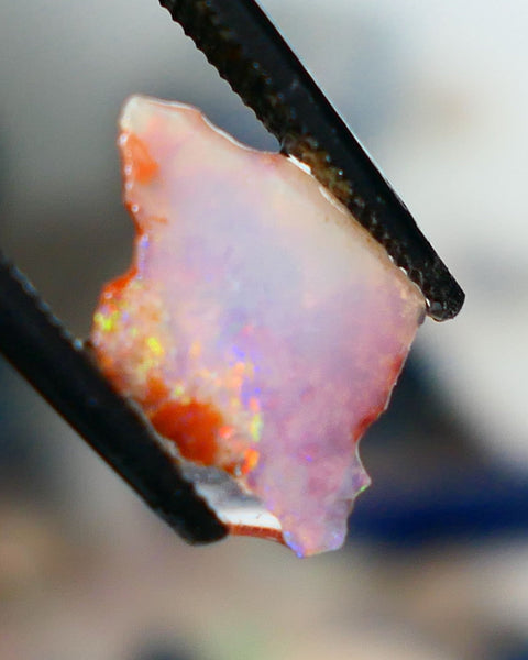 Coober Pedy Opal Rough n Rub Light base Crystal 1cts Orange/Red dominant Multicolours 11x8x1.8mm NS200